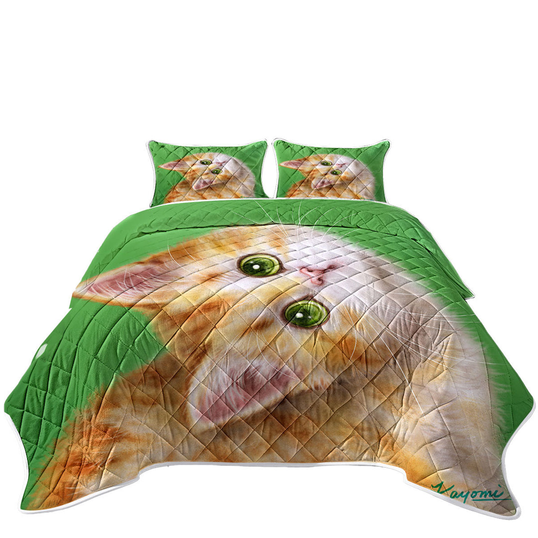 Cute Kittens Drawings Ginger Tabby Kitty Cat Quilts for Beds