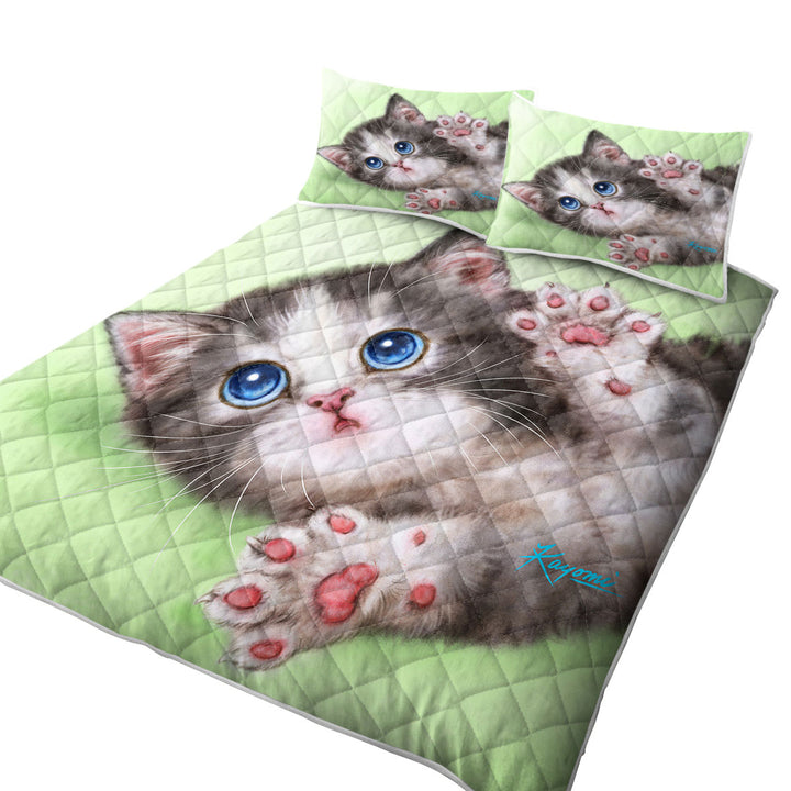 Cute Kittens Drawings Grey Tabby Kitty Cat Coverlets
