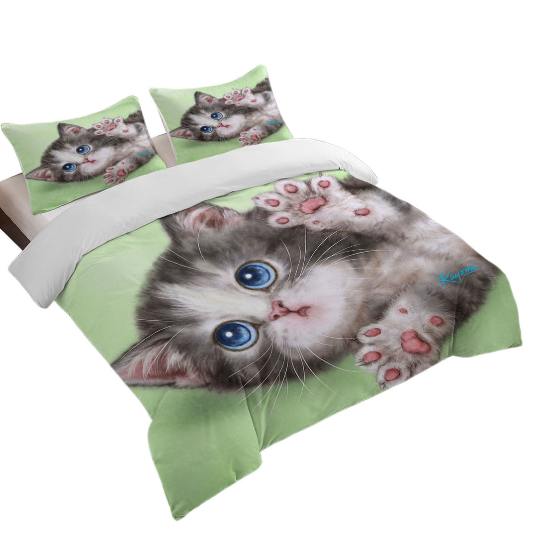Cute Kittens Drawings Grey Tabby Kitty Cat Duvet Covers