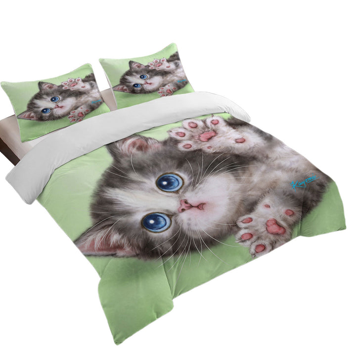 Cute Kittens Drawings Grey Tabby Kitty Cat Duvet Covers