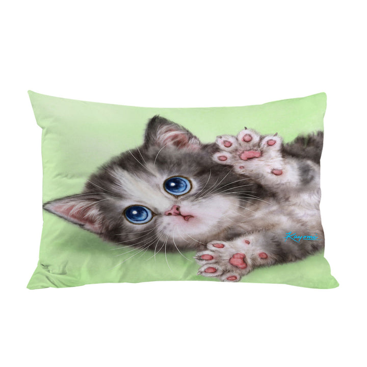 Cute Kittens Drawings Grey Tabby Kitty Cat Pillow Case Covers