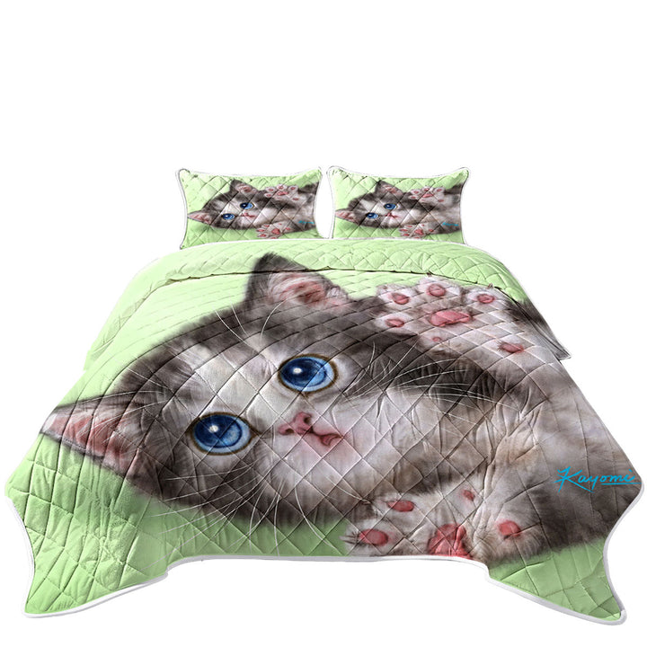 Cute Kittens Drawings Grey Tabby Kitty Cat Quilt