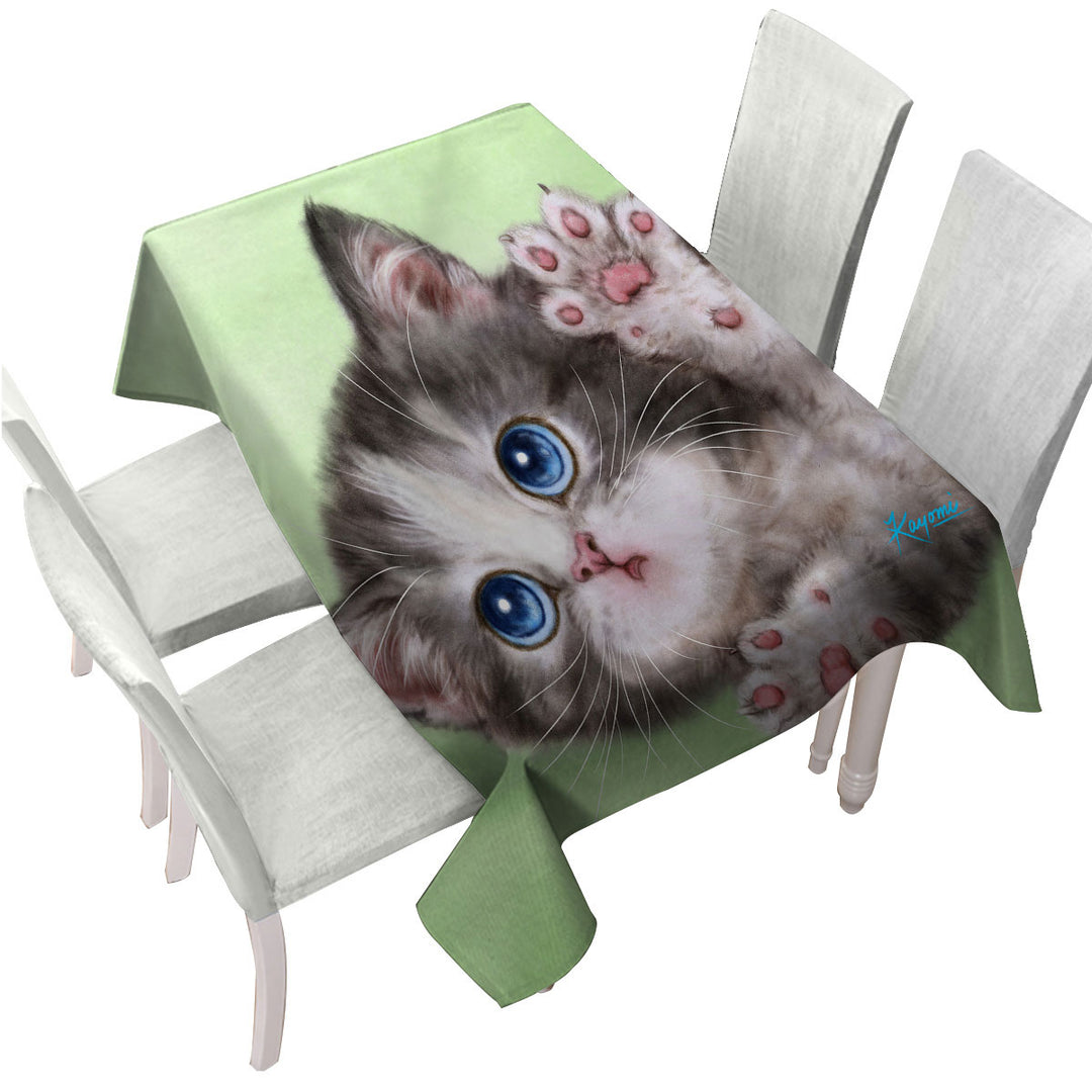Cute Kittens Drawings Grey Tabby Kitty Cat Tablecloths