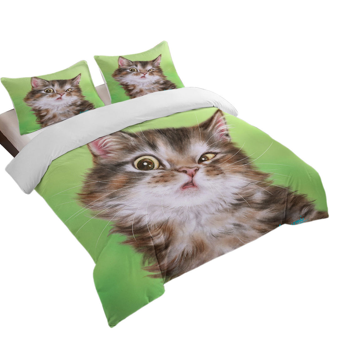 Cute Kittens Paintings Brownish Tabby Kitty Cat Coverlet
