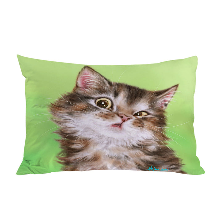 Cute Kittens Paintings Brownish Tabby Kitty Cat Pillowcase