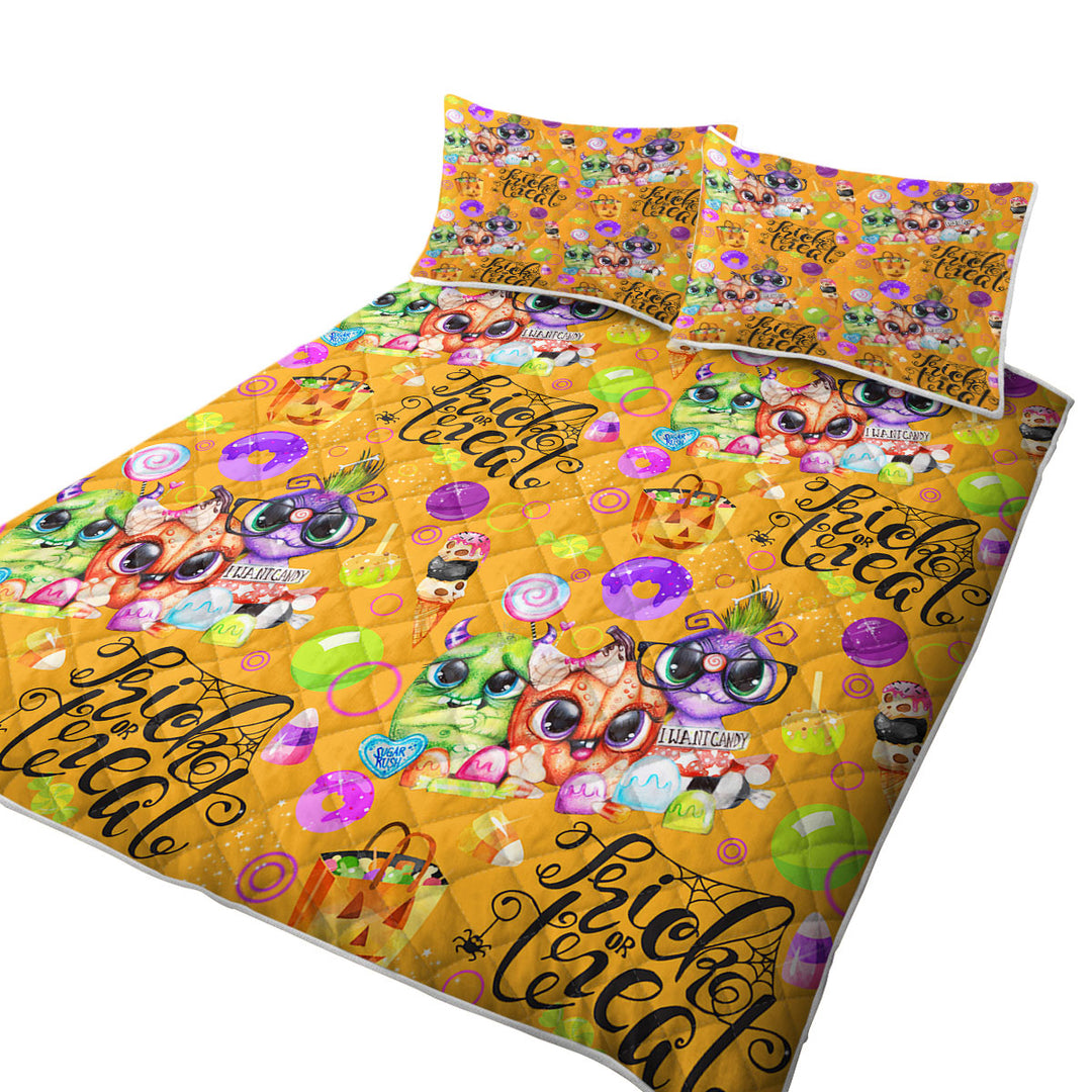 Cute Lil Monsters Halloween Pattern Coverlets
