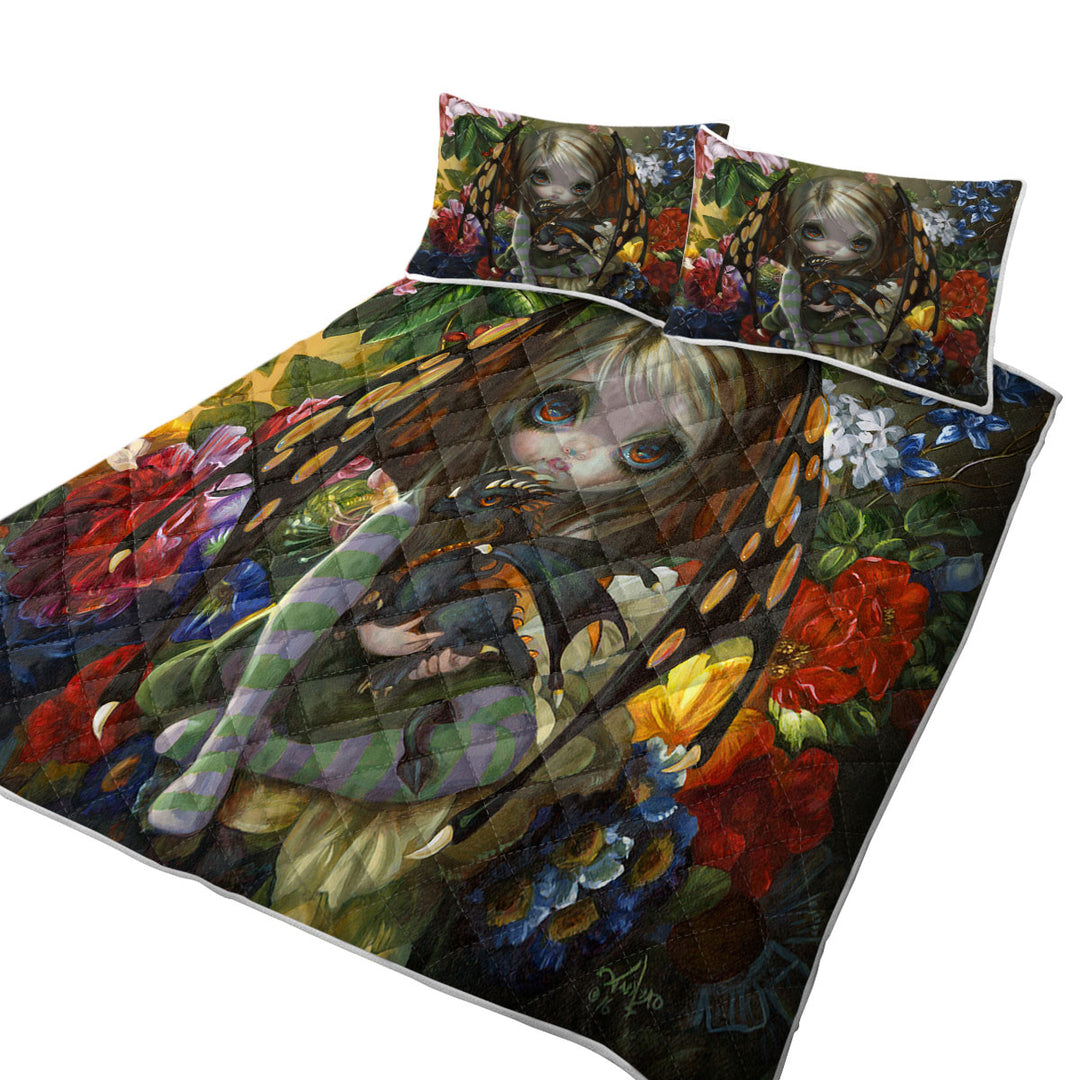 Cute Little Fairy and Flower Dragonling King Size Bedspreads