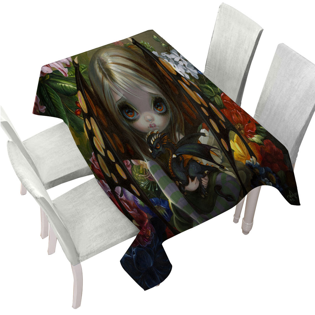 Cute Little Fairy and Flower Dragonling Table Cover