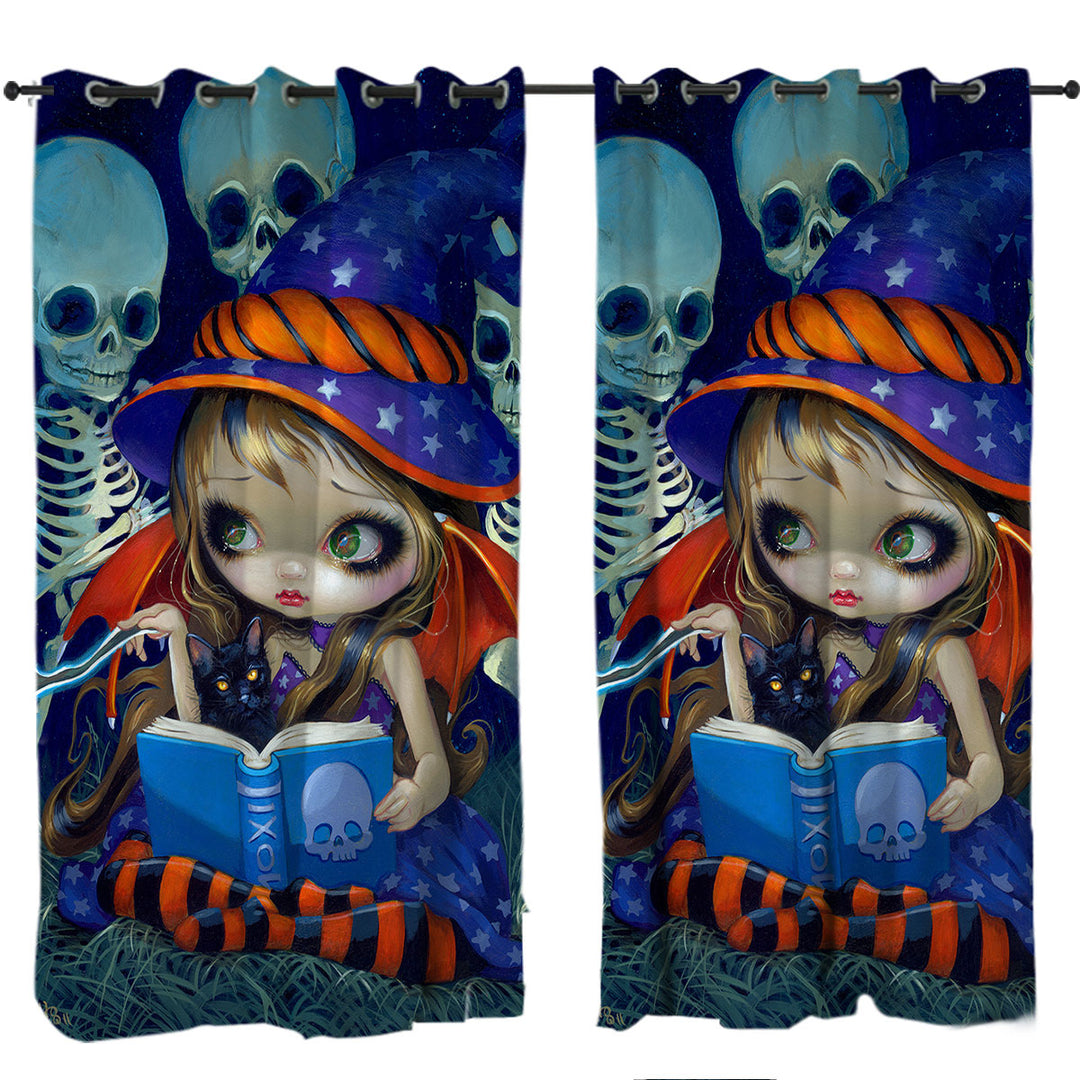 Cute Little Halloween Witch Skeleton Magic Drapery