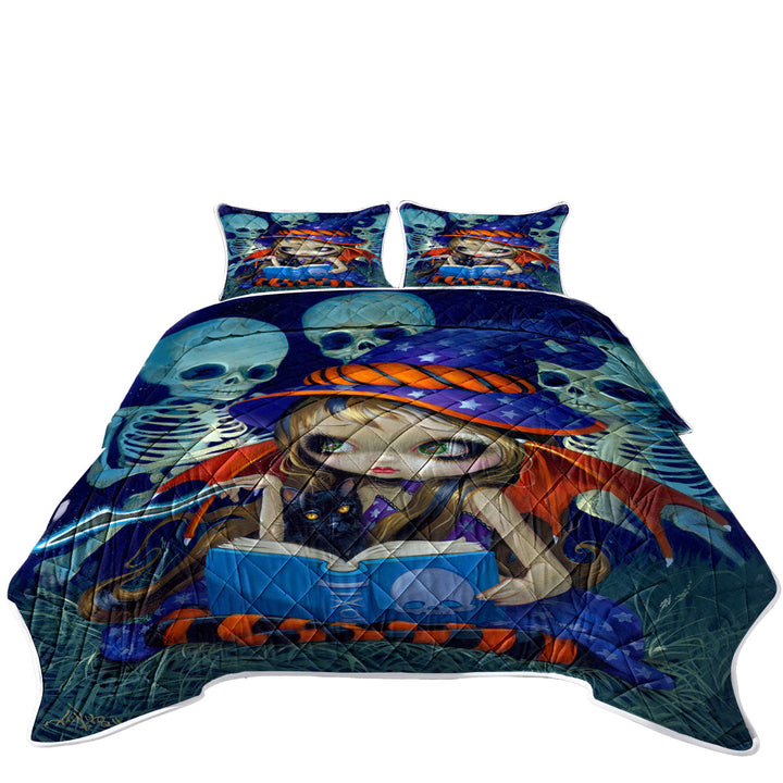 Cute Little Halloween Witch Skeleton Magic Quilt shop near me