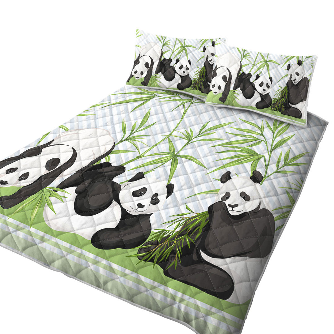 Cute Little Pandas and Bamboo Coverlet
