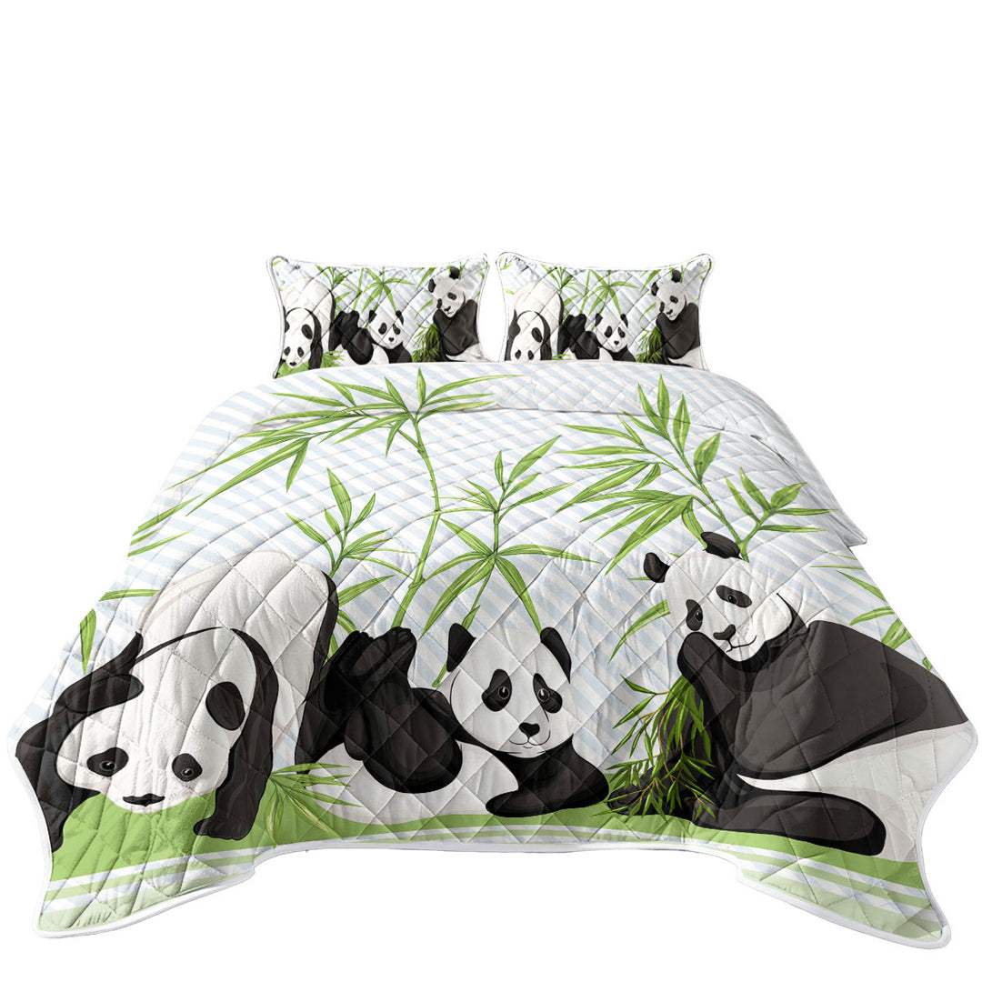Cute Little Pandas and Bamboo Coverlets