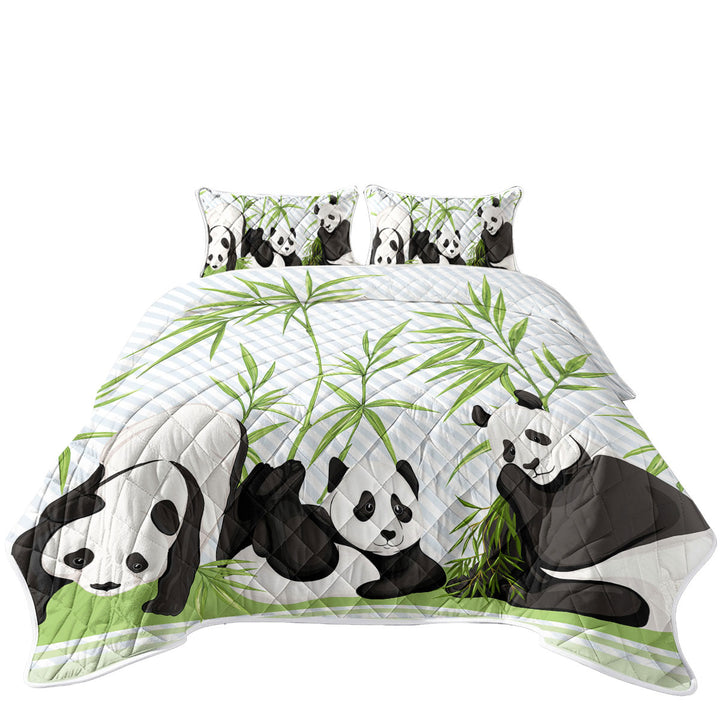 Cute Little Pandas and Bamboo Coverlets