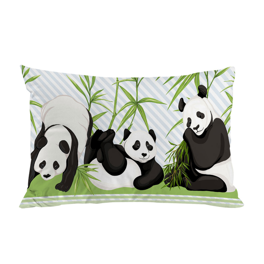 Cute Little Pandas and Bamboo Pillowcase
