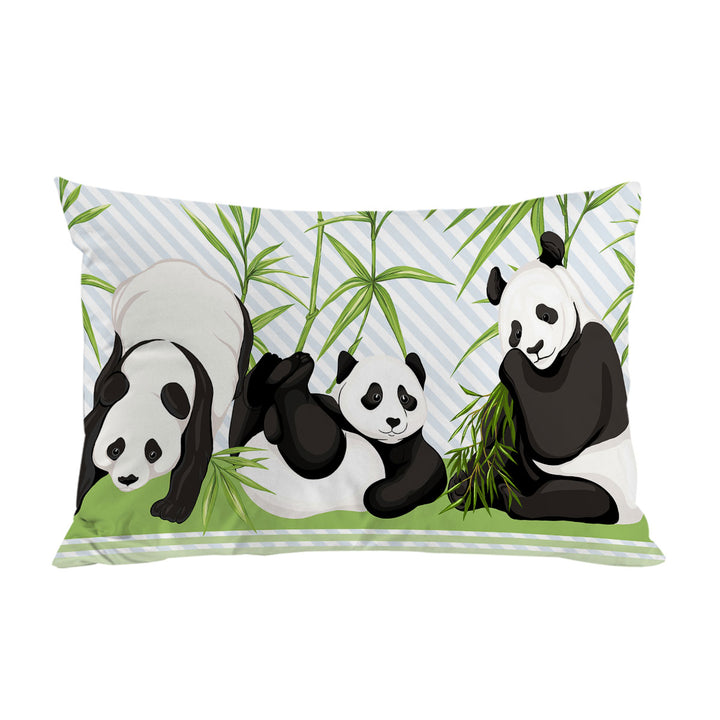 Cute Little Pandas and Bamboo Pillowcase
