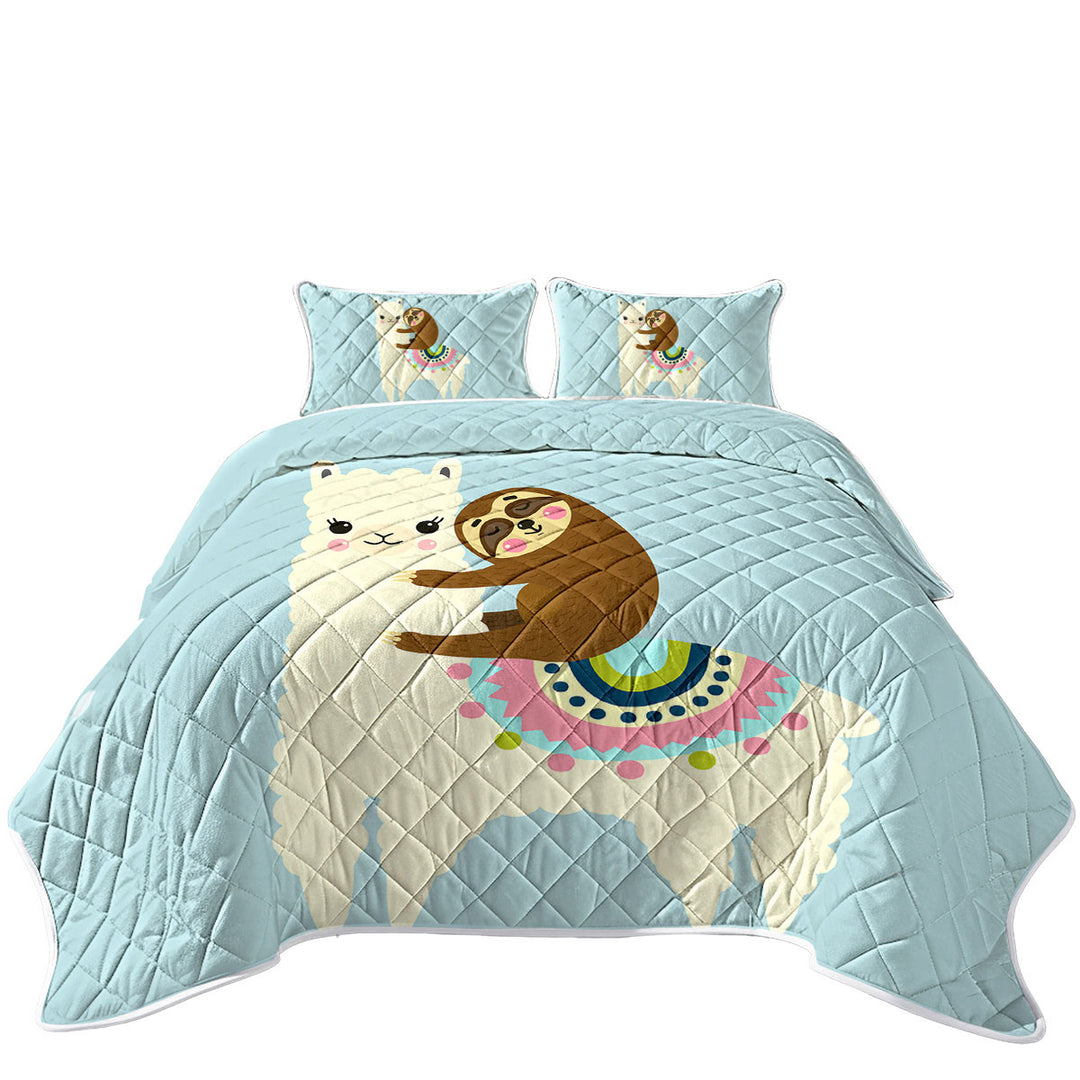 Cute Llama and Sloth for Kids Coverlets