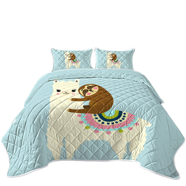 Cute Llama and Sloth for Kids Coverlets