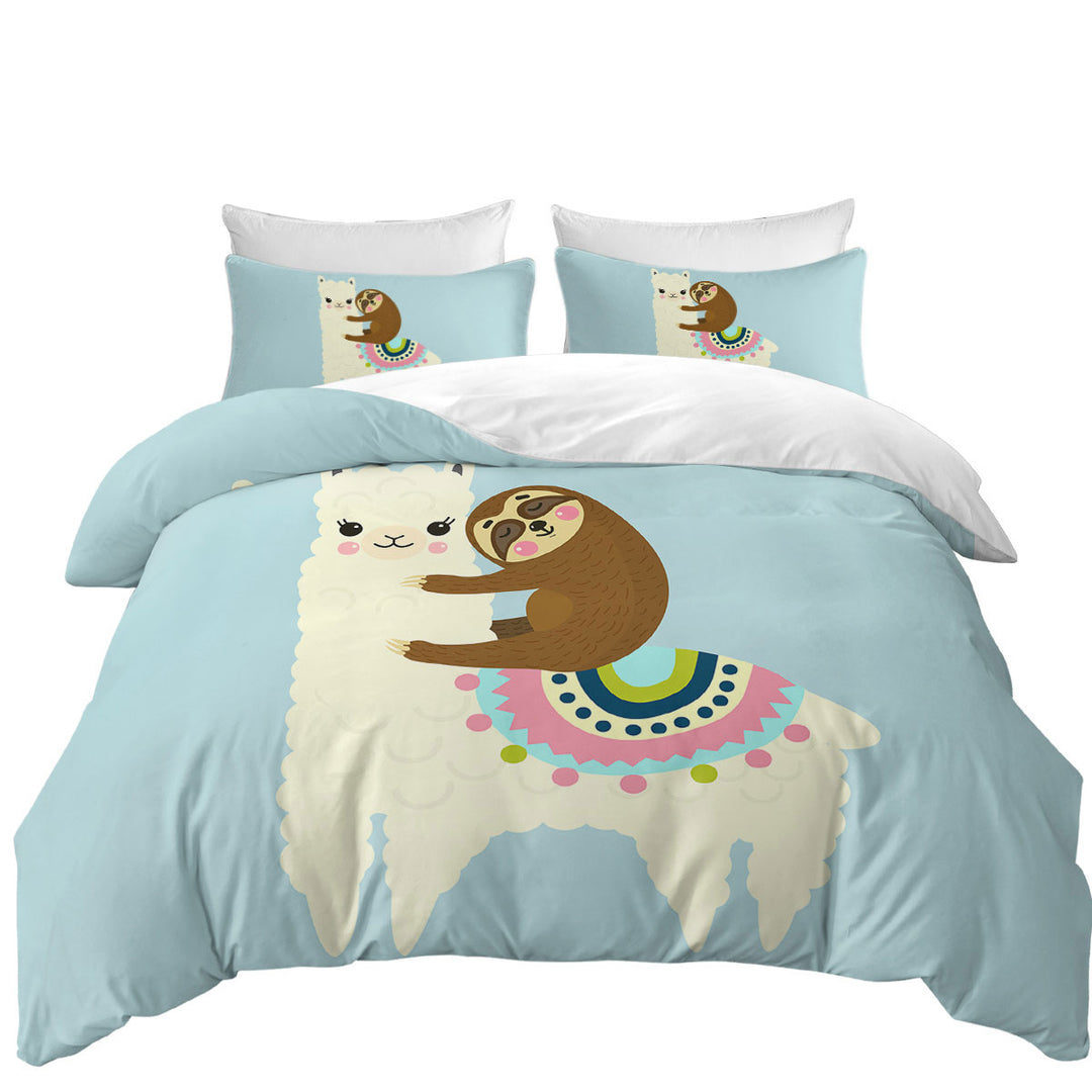 Cute Llama and Sloth for Kids Duvet Covers