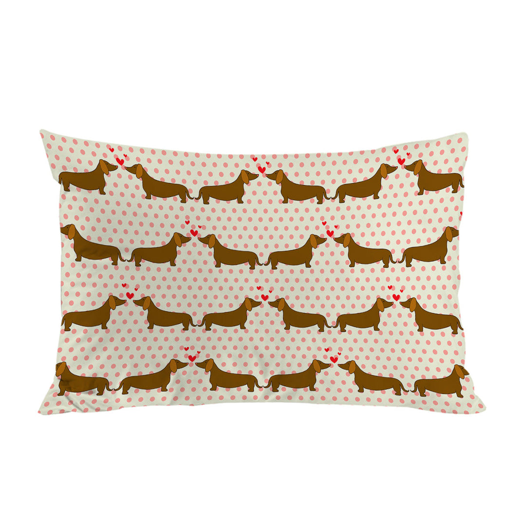 Cute Lovers Dachshund Dogs King Pillow Cases