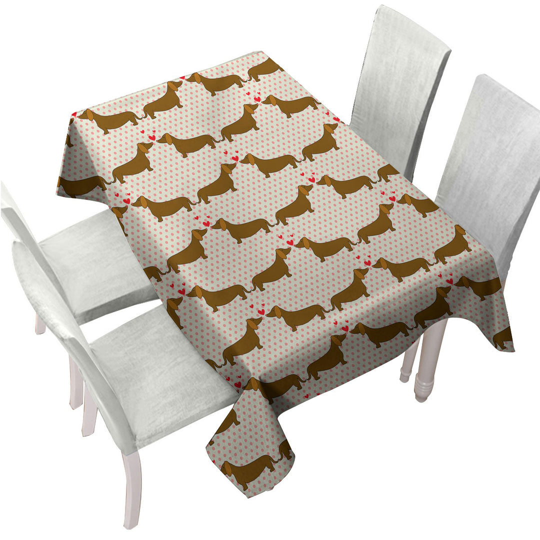 Cute Lovers Dachshund Dogs Tablecloth