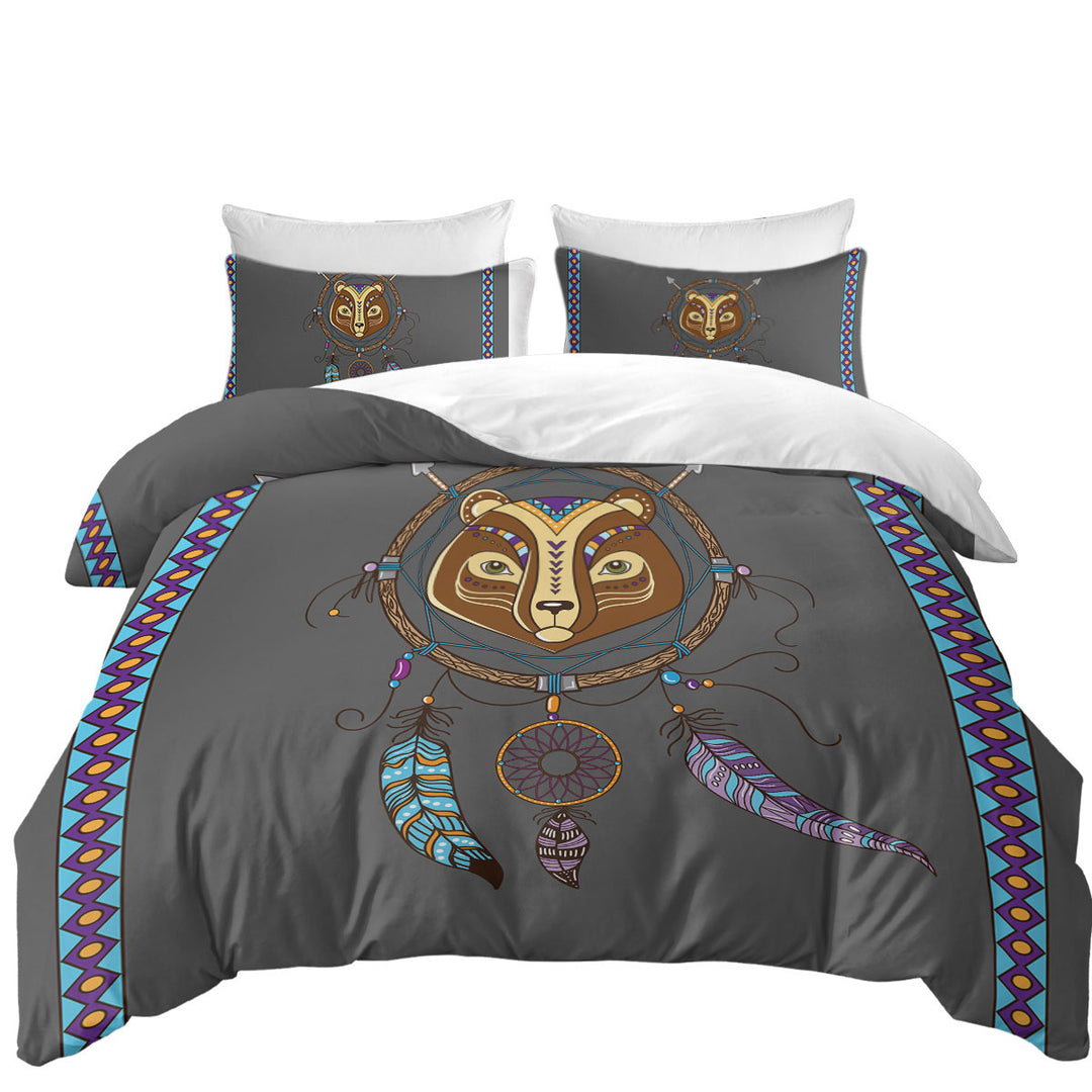 Cute Native Bear Dream Catcher for Kids Duvet Cover