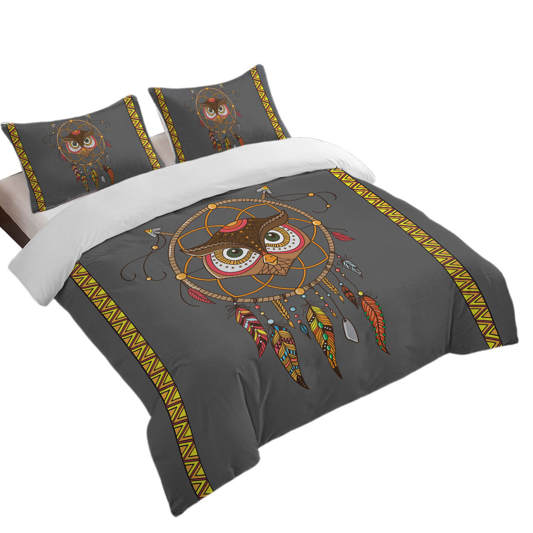 Cute Native Owl Dream Catcher for Kids Duvet Cover