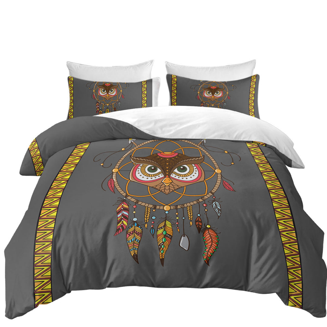 Cute Native Owl Dream Catcher for Kids Duvet Covers