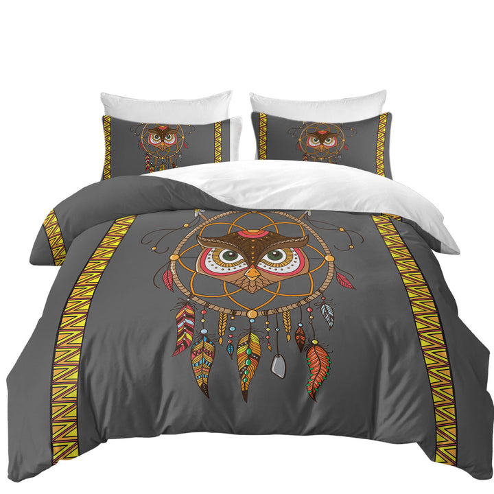 Cute Native Owl Dream Catcher for Kids Duvet Covers