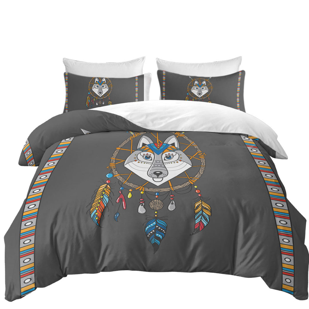Cute Native Wolf Dream Catcher for Kids Bed Covers