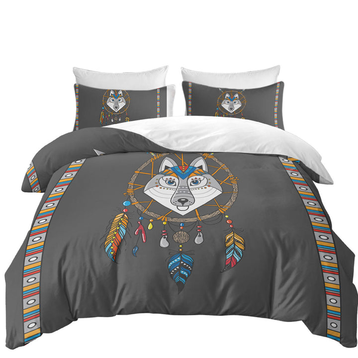 Cute Native Wolf Dream Catcher for Kids Bed Covers