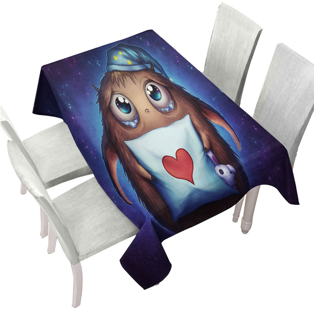 Cute Night Kids Art Sleepy Alien Tablecloth