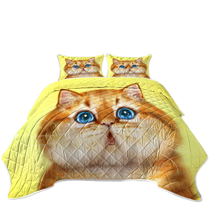Cute Painted Cats Chubby Ginger Kitten Coverlet
