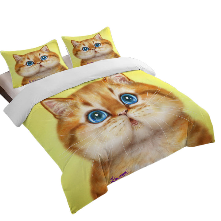 Cute Painted Cats Chubby Ginger Kitten Duvet Cover