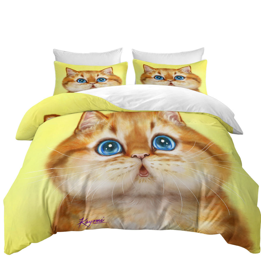Cute Painted Cats Chubby Ginger Kitten Duvet Covers