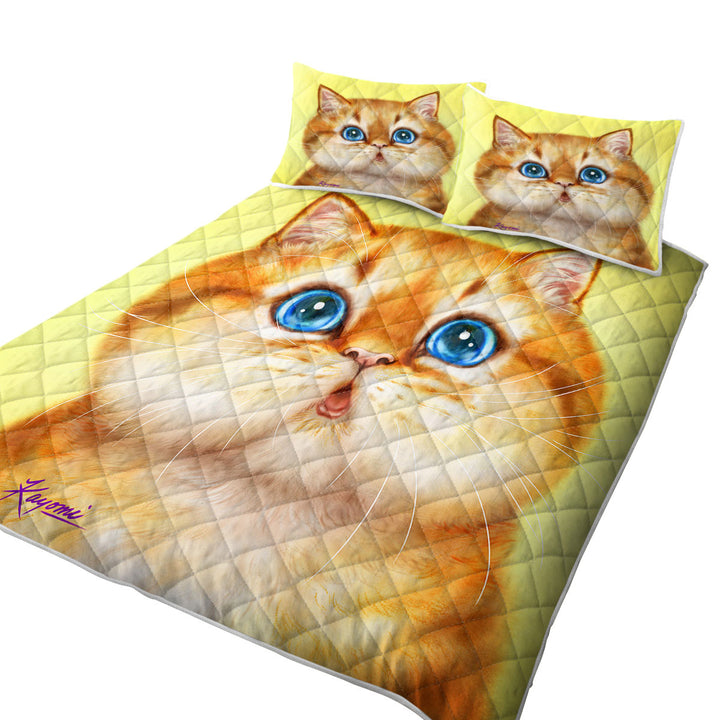 Cute Painted Cats Chubby Ginger Kitten Quilts