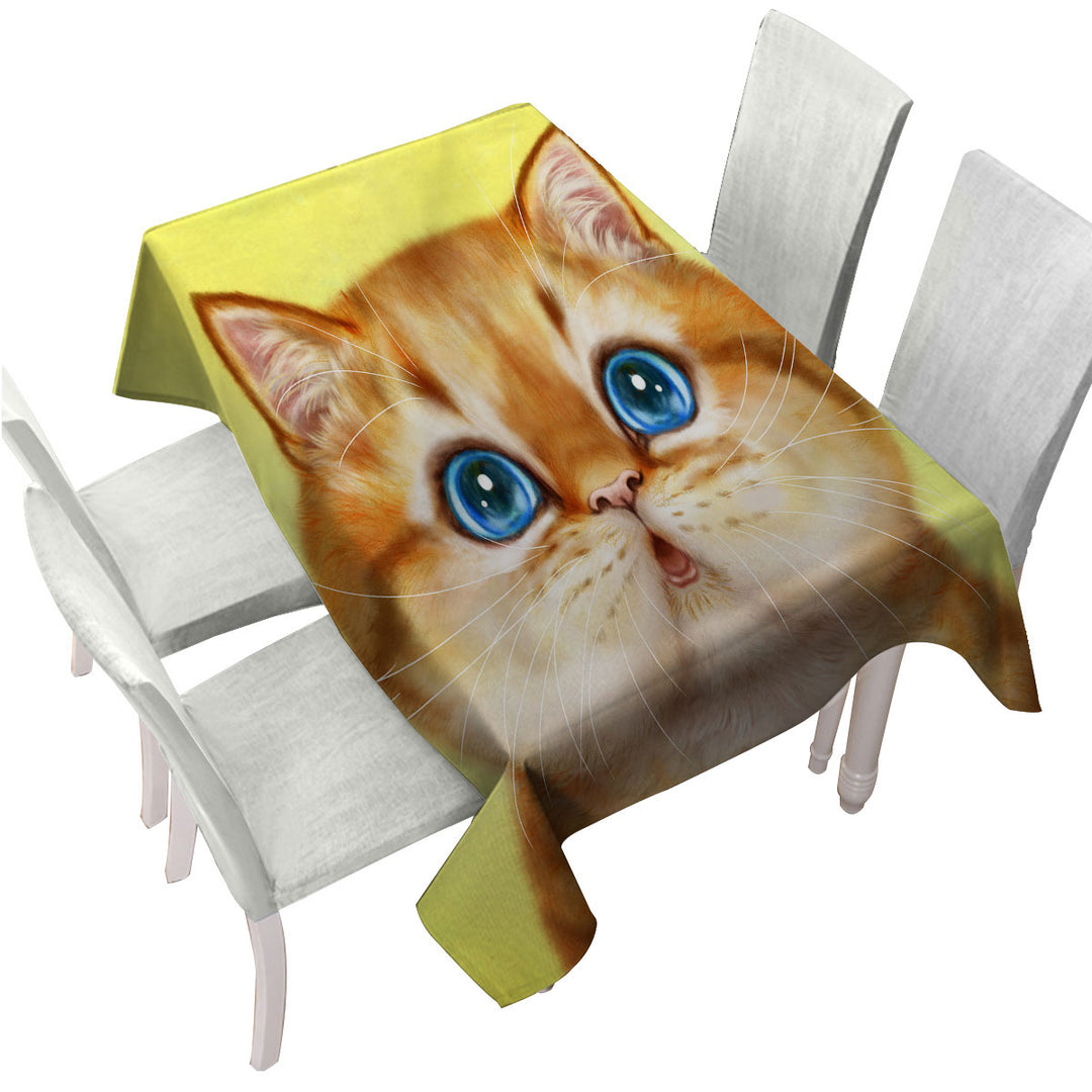 Cute Painted Cats Chubby Ginger Kitten Tablecloths