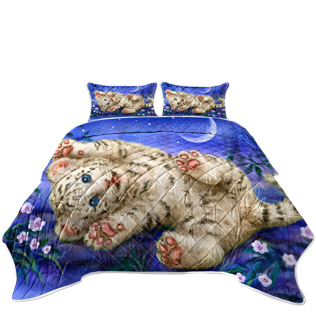 Cute Painting for Kids Baby White Tiger Quilts for sale