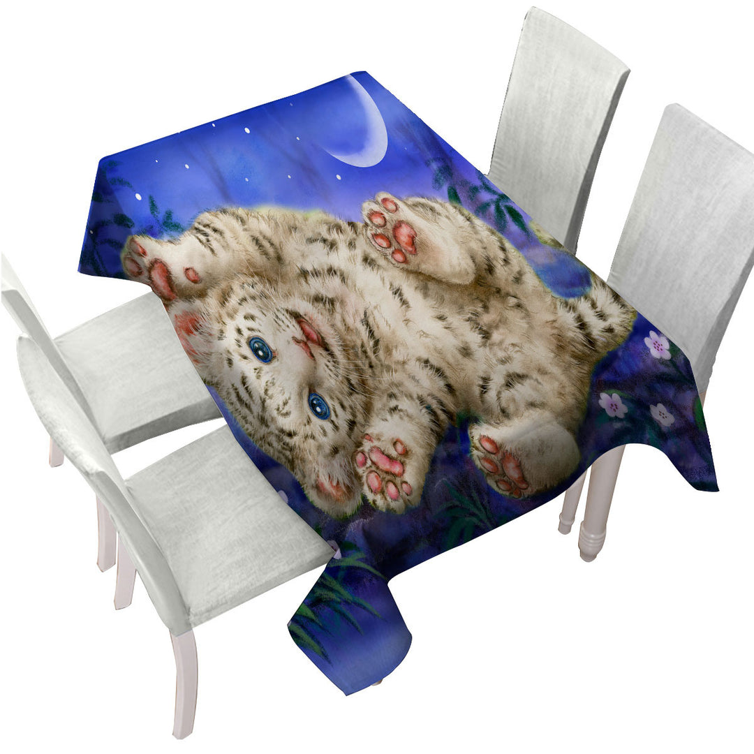 Cute Painting for Kids Baby White Tiger Tablecloths