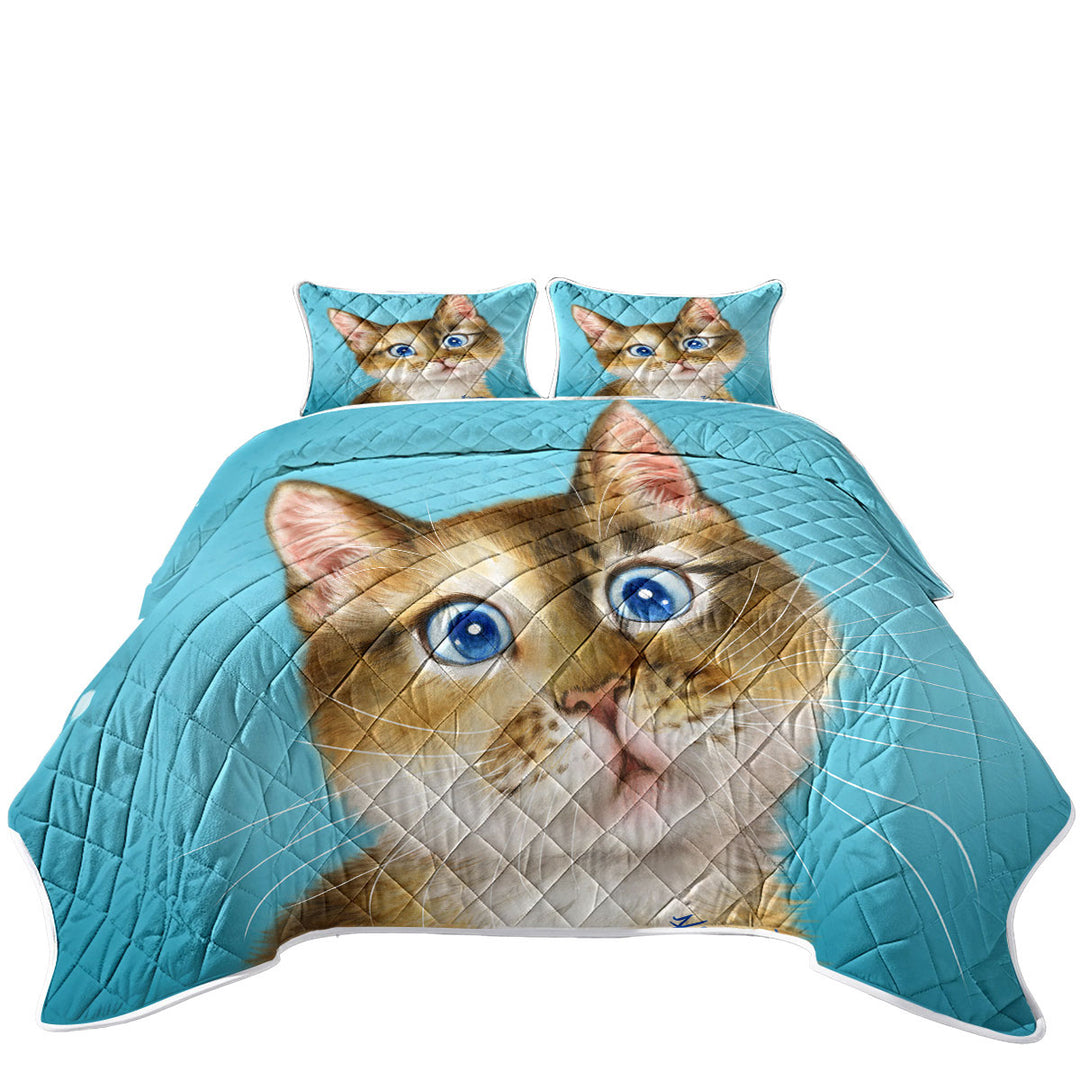 Cute Paintings for Kids Blue Eye Kitty Cat Coverlets