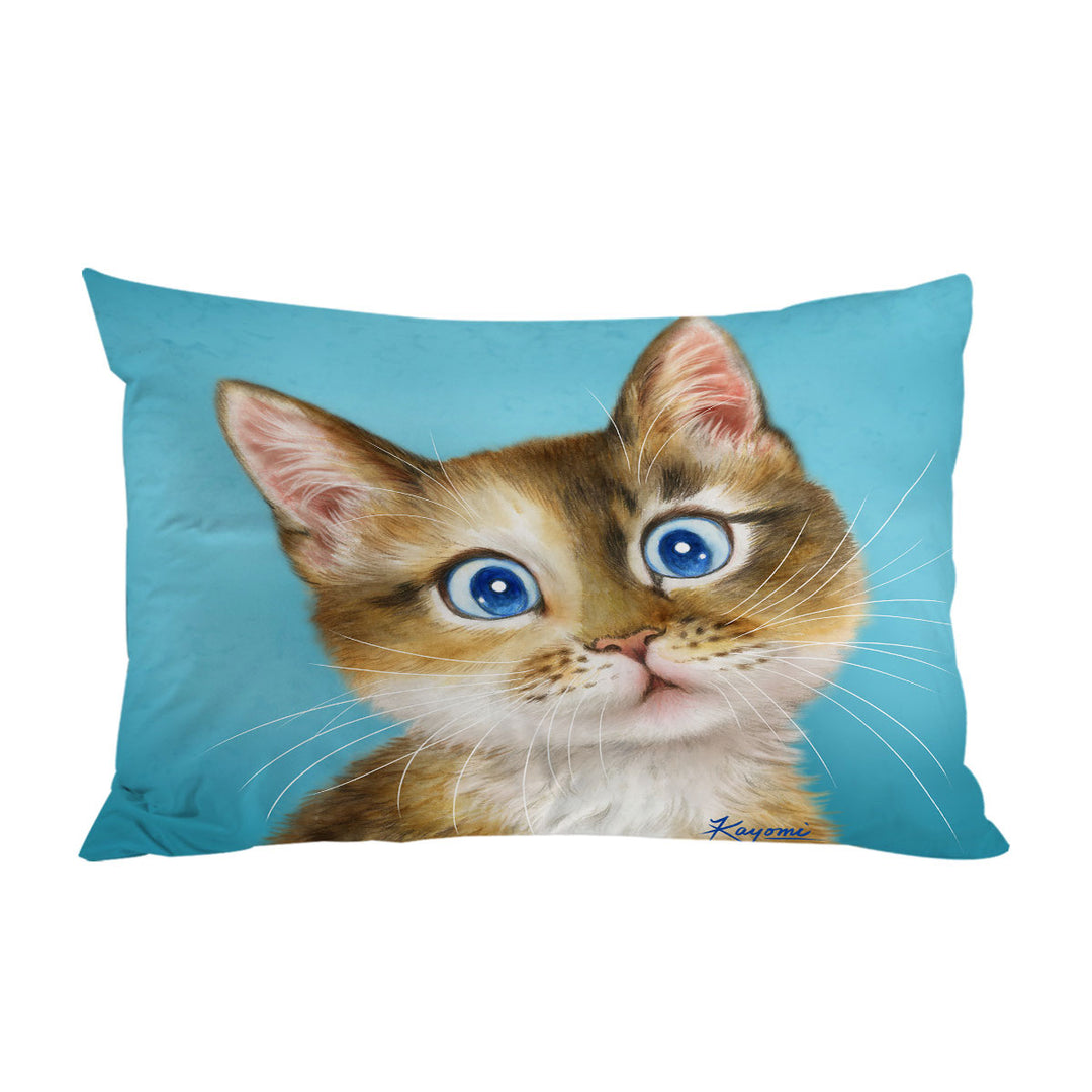 Cute Paintings for Kids Blue Eye Kitty Cat Pillowcase