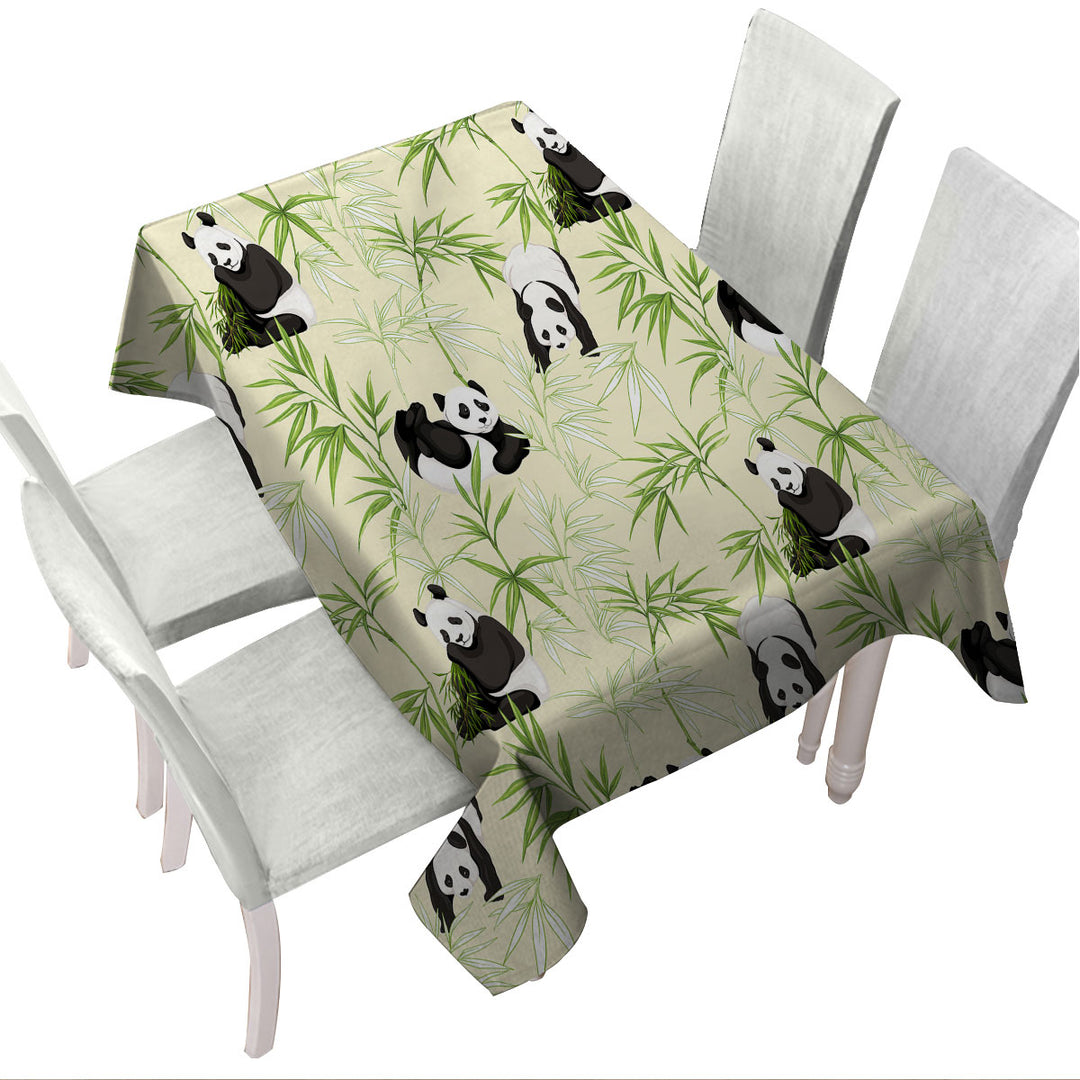Cute Pandas and Bamboo Tablecloths