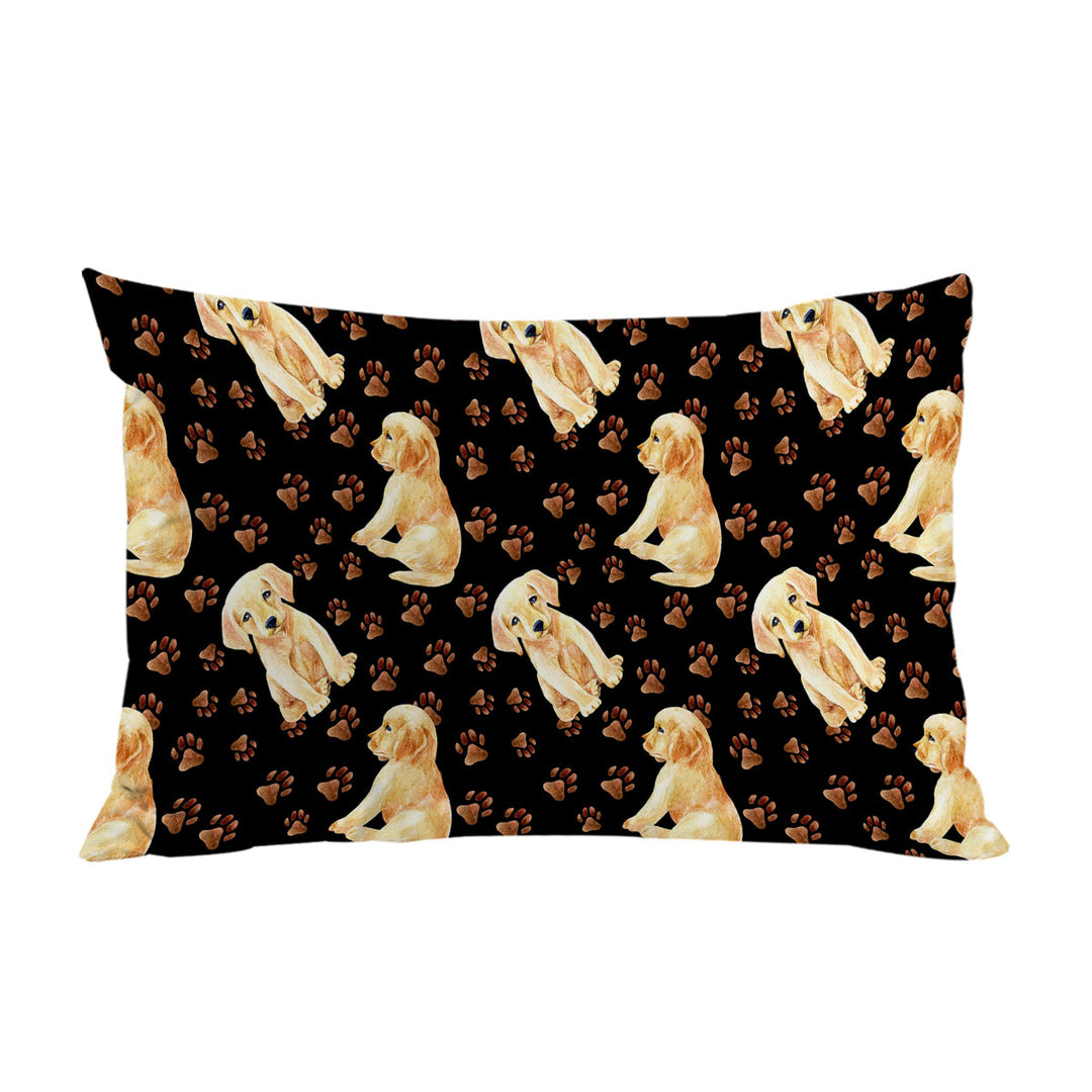 Cute Pattern of Dog Paw and Labrador Puppy Pillow Cases