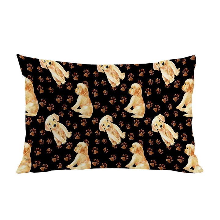 Cute Pattern of Dog Paw and Labrador Puppy Pillow Cases