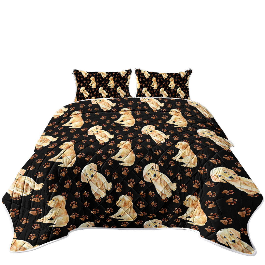 Cute Pattern of Dog Paw and Labrador Puppy Quilts