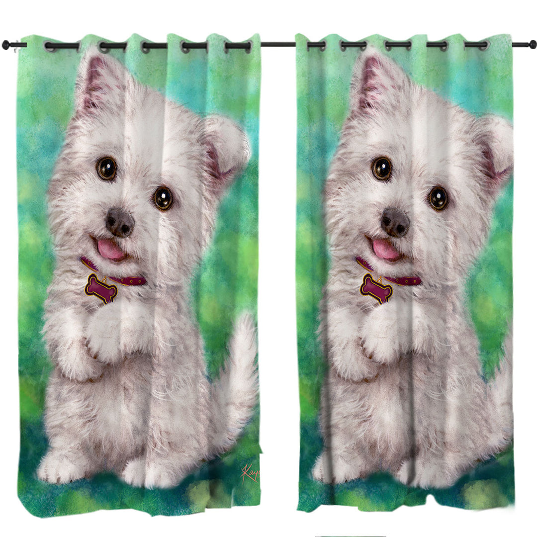 Cute Pet Drawing Westie Terrier Dog Puppy Curtain