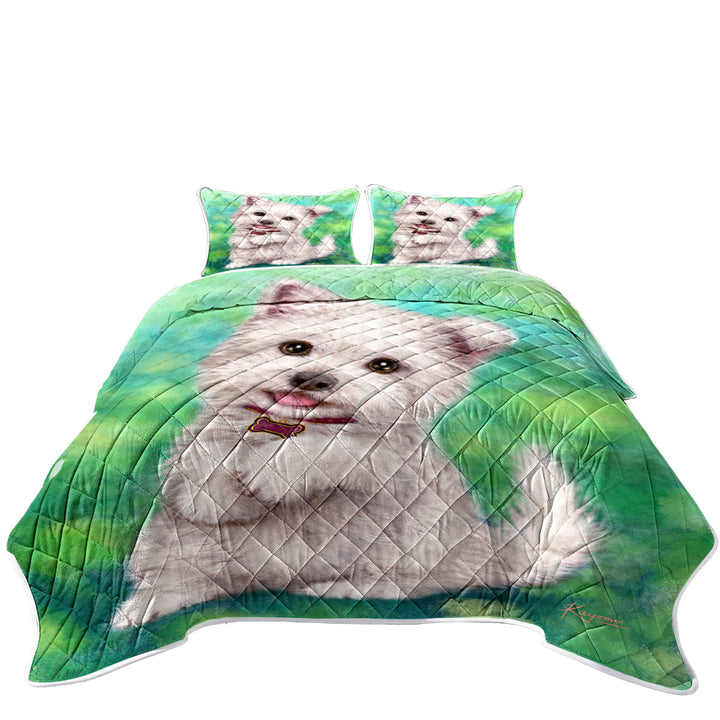 Cute Pet Drawing Westie Terrier Dog Puppy Quilts for Beds