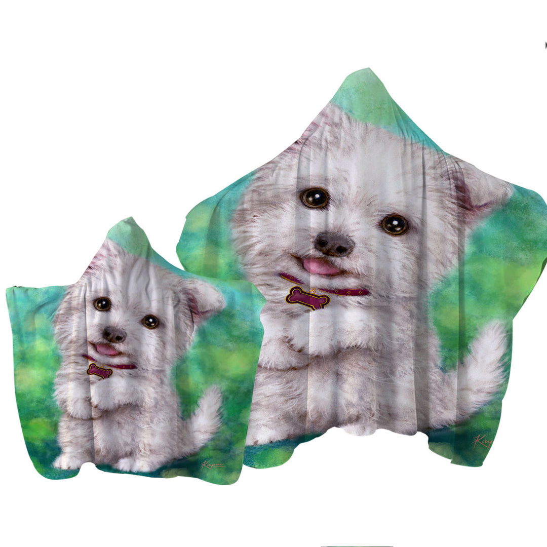 Cute Pet Drawing Westie Terrier Dog Puppy Towel with Hood