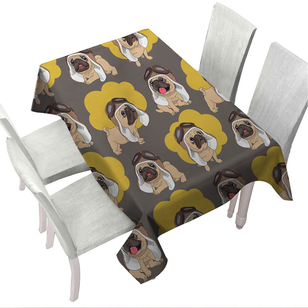 Cute Pilot Pug Tablecloths