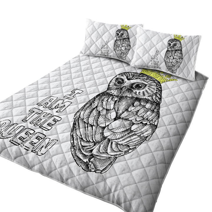 Cute Queen Owl Drawing King Size Bedspreads