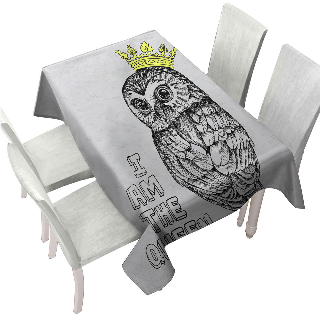 Cute Queen Owl Drawing Tablecloths